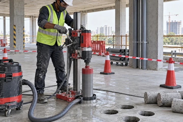 Professional diamond core cutting work