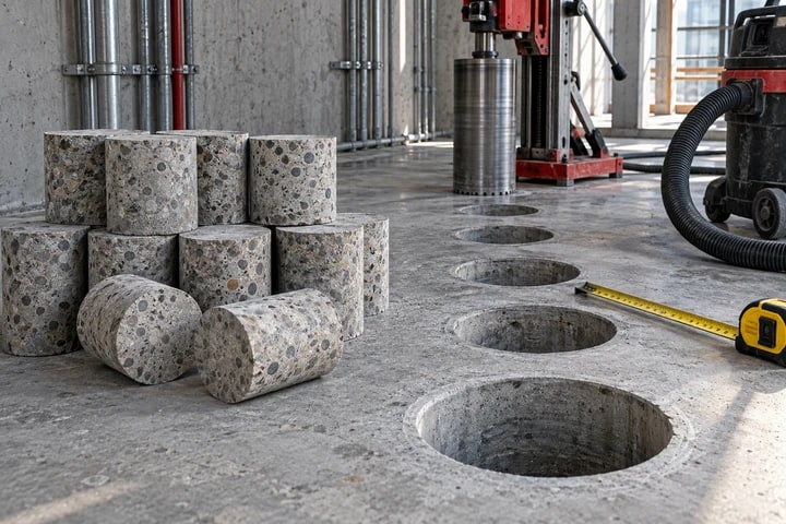 Clean circular concrete cores and completed service openings