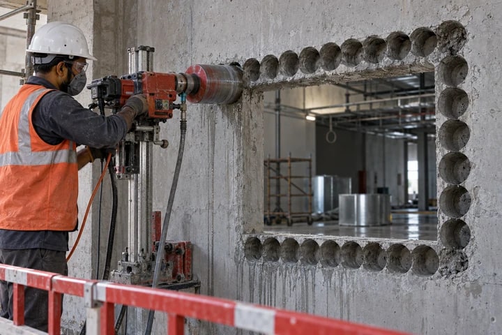 Professional diamond core cutting work